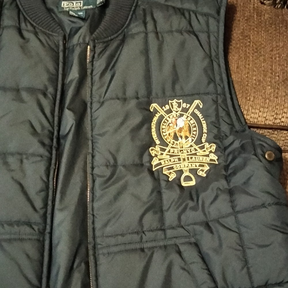 Polo puffer vest, double zip, brass vented underarm ports,  lightweight